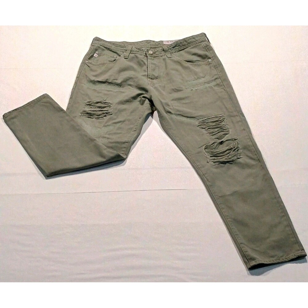 AG Adriano Goldschmied AG-ED Green Distressed Slim Tapered Jeans Mens Size 33